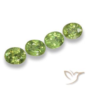 2.03 ctw Green Demantoid Garnet Stones, Natural Demantoid Garnet in Oval Facet Shape for Sale