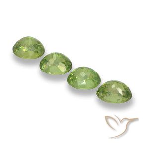 Demantoid Garnet Gemstones in 4.8 x 4.1 mm Size for Sale, Demantoid Garnet Stones in Warm Green Color