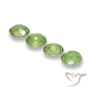 Demantoid Garnet Gemstones in 4.2 x 3.3 mm Size for Sale, Demantoid Garnet Stones in Warm Green Color