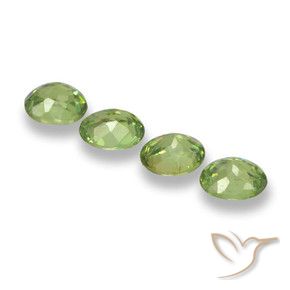 Demantoid Garnet Gemstones in 4.4 x 3.6 mm Size for Sale, Demantoid Garnet Stones in Medium Green Color