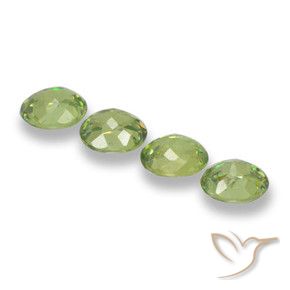 Demantoid Garnet Gemstones in 5 x 4.2 mm Size for Sale, Demantoid Garnet Stones in Warm Green Color