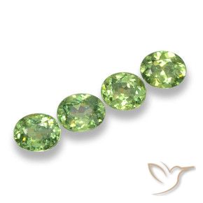 1.49 ctw Green Demantoid Garnet Stones, Natural Demantoid Garnet in Oval Facet Shape for Sale