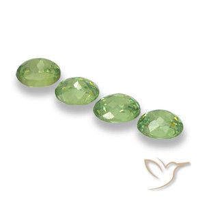 Demantoid Garnet Gemstones in 4.6 x 3.8 mm Size for Sale, Demantoid Garnet Stones in Pear Green Color