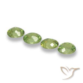 Demantoid Garnet Gemstones in 4.2 x 3.5 mm Size for Sale, Demantoid Garnet Stones in Lime Green Color