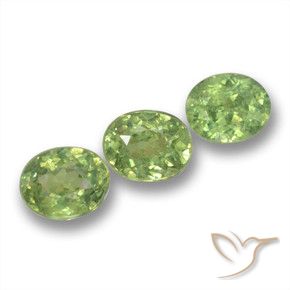 1.13 ctw Green Demantoid Garnet Stones, Natural Demantoid Garnet in Oval Facet Shape for Sale