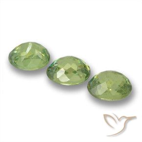 Demantoid Garnet Gemstones in 4.5 x 3.6 mm Size for Sale, Demantoid Garnet Stones in Yellow Green Color