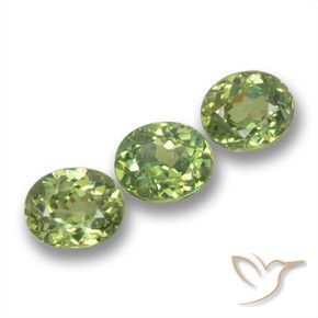 1.43 ctw Green Demantoid Garnet Stones, Natural Demantoid Garnet in Oval Facet Shape for Sale