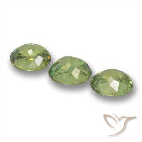 Demantoid Garnet Gemstones in 5 x 4 mm (calibrated) Size for Sale, Demantoid Garnet Stones in Warm Green Color