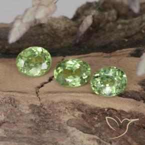 1.14 ctw Green Demantoid Garnet Stones, Natural Demantoid Garnet in Oval Facet Shape for Sale