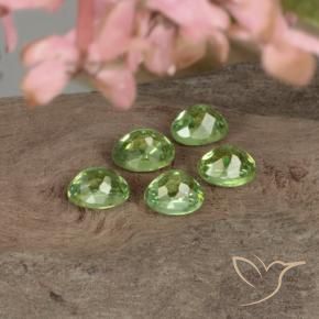 Demantoid Garnet Gemstones in 4.5 x 3.4 mm Size for Sale, Demantoid Garnet Stones in Warm Green Color