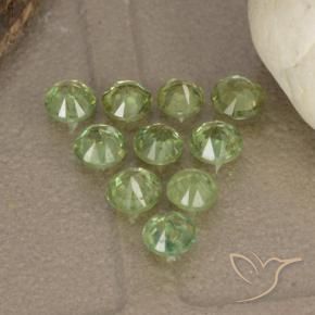 Demantoid Garnet Gemstones in 3.4 mm Size for Sale, Demantoid Garnet Stones in Light Yellow Green Color