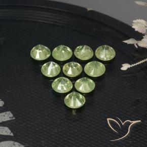 Demantoid Garnet Gemstones in 3 mm (calibrated) Size for Sale, Demantoid Garnet Stones in Light Lime Green Color