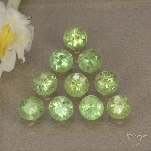 1.75ctw Natural Light Lime Green Demantoid Garnet, Round, VS-SI