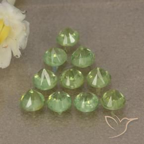 Demantoid Garnet Gemstones in 3.1 mm Size for Sale, Demantoid Garnet Stones in Light Lime Green Color