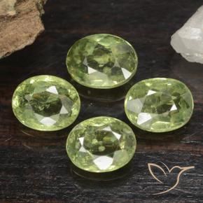1.48 ctw Green Demantoid Garnet Stones, Natural Demantoid Garnet in Oval Facet Shape for Sale