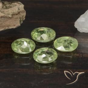 Demantoid Garnet Gemstones in 5 x 4 mm (calibrated) Size for Sale, Demantoid Garnet Stones in Pear Green Color