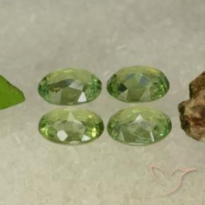 Demantoid Garnet Gemstones in 5 x 4 mm (calibrated) Size for Sale, Demantoid Garnet Stones in Yellow Green Color
