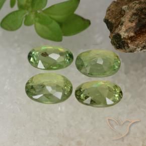 Demantoid Garnet Gemstones in 5 x 4 mm (calibrated) Size for Sale, Demantoid Garnet Stones in Pear Green Color