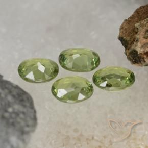 Demantoid Garnet Gemstones in 5 x 4 mm (calibrated) Size for Sale, Demantoid Garnet Stones in Warm Green Color
