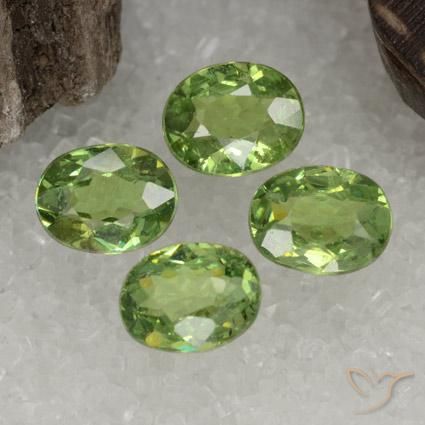 1.45 ctw Green Demantoid Garnet Stones, Natural Demantoid Garnet in Oval Facet Shape for Sale
