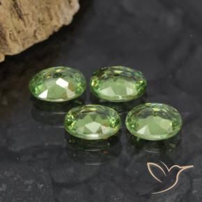 Demantoid Garnet Gemstones in 5.2 x 4.1 mm Size for Sale, Demantoid Garnet Stones in Medium Green Color