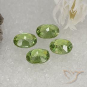 Demantoid Garnet Gemstones in 5 x 4 mm (calibrated) Size for Sale, Demantoid Garnet Stones in Warm Green Color