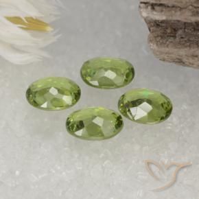 Demantoid Garnet Gemstones in 5.3 x 4.1 mm Size for Sale, Demantoid Garnet Stones in Lime Green Color