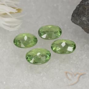 Demantoid Garnet Gemstones in 5.3 x 4.2 mm Size for Sale, Demantoid Garnet Stones in Medium Green Color