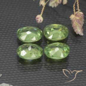Demantoid Garnet Gemstones in 4.8 x 4 mm Size for Sale, Demantoid Garnet Stones in Warm Green Color