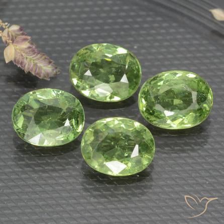 1.67 ctw Green Demantoid Garnet Stones, Natural Demantoid Garnet in Oval Facet Shape for Sale