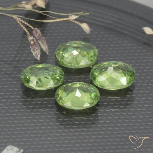 Demantoid Garnet Gemstones in 5 x 4 mm (calibrated) Size for Sale, Demantoid Garnet Stones in Medium Green Color