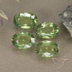2.17 ctw Green Demantoid Garnet Stones, Natural Demantoid Garnet in Oval Facet Shape for Sale