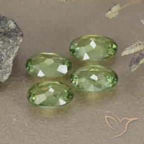 Demantoid Garnet Gemstones in 5.9 x 4.2 mm Size for Sale, Demantoid Garnet Stones in Warm Green Color