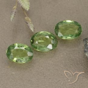 1.40 ctw Green Demantoid Garnet Stones, Natural Demantoid Garnet in Oval Facet Shape for Sale