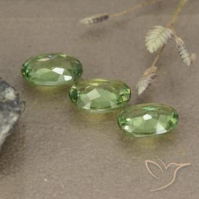 Demantoid Garnet Gemstones in 5.8 x 4.2 mm Size for Sale, Demantoid Garnet Stones in Light Green Color