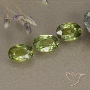 1.48 ctw Green Demantoid Garnet Stones, Natural Demantoid Garnet in Oval Facet Shape for Sale