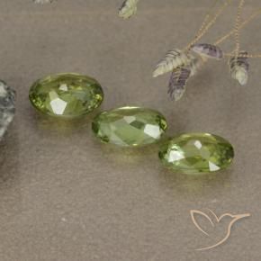 Demantoid Garnet Gemstones in 6 x 4 mm (calibrated) Size for Sale, Demantoid Garnet Stones in Olive Green Color