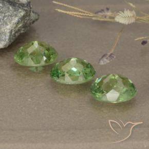 Demantoid Garnet Gemstones in 5.9 x 4.3 mm Size for Sale, Demantoid Garnet Stones in Warm Green Color