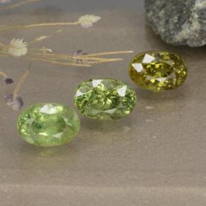 2.68 ctw Green Demantoid Garnet Stones, Natural Demantoid Garnet in Oval Facet Shape for Sale