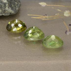Demantoid Garnet Gemstones in 6.1 x 4.2 mm Size for Sale, Demantoid Garnet Stones in Light Forest Green Color