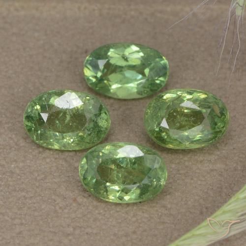 2.56 ctw Green Demantoid Garnet Stones, Natural Demantoid Garnet in Oval Facet Shape for Sale