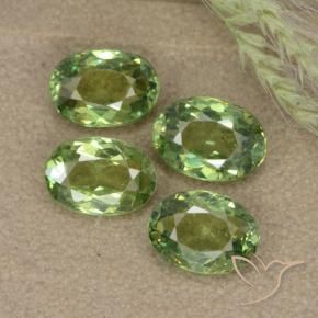2.27 ctw Green Demantoid Garnet Stones, Natural Demantoid Garnet in Oval Facet Shape for Sale