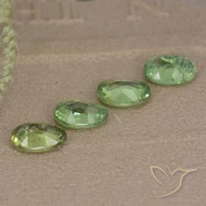 Demantoid Garnet Gemstones in 5.8 x 4.2 mm Size for Sale, Demantoid Garnet Stones in Warm Green Color