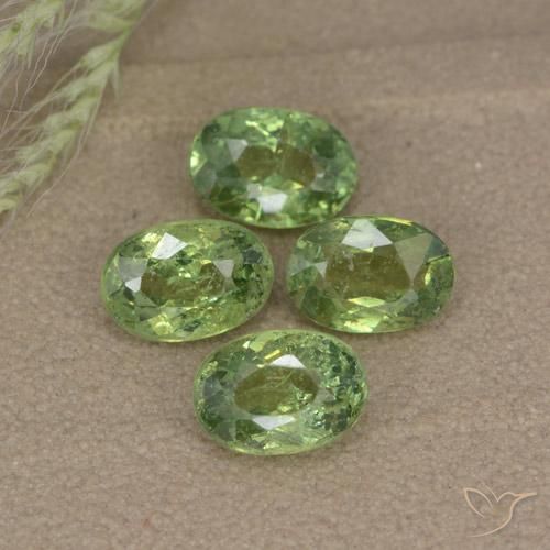 2.74 ctw Green Demantoid Garnet Stones, Natural Demantoid Garnet in Oval Facet Shape for Sale