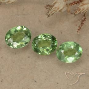 1.00 ctw Green Demantoid Garnet Stones, Natural Demantoid Garnet in Oval Facet Shape for Sale