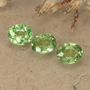 0.88 ctw Green Demantoid Garnet Stones, Natural Demantoid Garnet in Oval Facet Shape for Sale