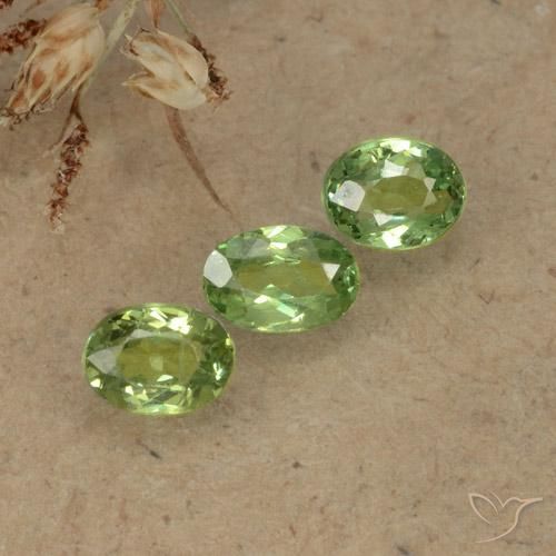 0.71 ctw Green Demantoid Garnet Stones, Natural Demantoid Garnet in Oval Facet Shape for Sale