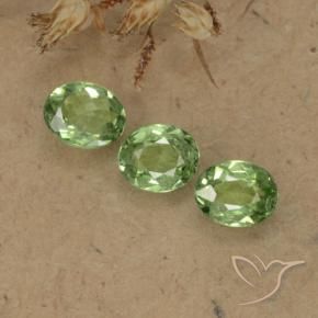 1.02 ctw Green Demantoid Garnet Stones, Natural Demantoid Garnet in Oval Facet Shape for Sale