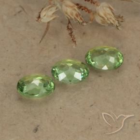 Demantoid Garnet Gemstones in 5 x 4 mm (calibrated) Size for Sale, Demantoid Garnet Stones in Lime Green Color