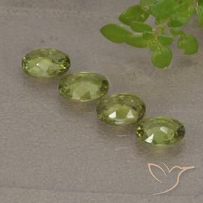 Demantoid Garnet Gemstones in 5.2 x 4.1 mm Size for Sale, Demantoid Garnet Stones in Warm Forest Green Color